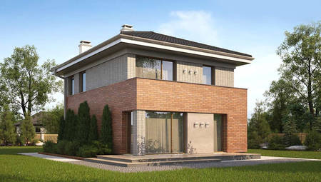 Проект современного дома с кирпичным фасадом