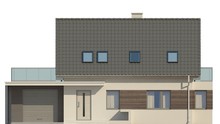 Проект компактного одноэтажного дома с террасой над гаражом