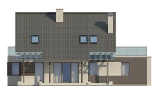 Проект компактного одноэтажного дома с террасой над гаражом