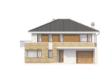 Проект стильного двухэтажного дома с пристроенным гаражом
