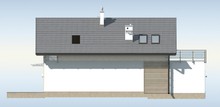 Проект дома для узкого участка с удобным гаражом и террасой над ним