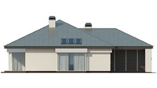 Одноэтажный дом с гаражом на две машины и панорамным окном в гостиной