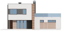 Проект двухэтажного коттеджа с плоской крышей и гаражом