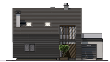 Современный коттедж в стиле барнхаус с пристроенным гаражом общей площадью 151 кв. м, жилой 65 кв. м