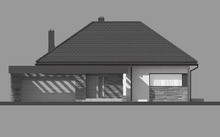 Современный одноэтажный стильный дом с гаражом, рассчитанным на два автомобиля