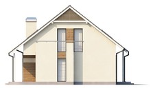 Проект дома с встроенным гаражом, балконом и красивым эркером