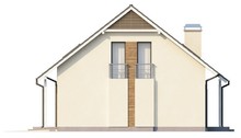 Проект дома с встроенным гаражом, балконом и красивым эркером