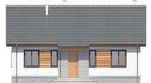 Красивый одноэтажный жилой дом с кирпичным серым декором