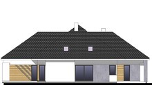 План дома в европейском стиле с просторной террасой и гаражом на две машины