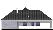 План дома в европейском стиле с просторной террасой и гаражом на две машины