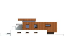 Проект белоснежного коттеджа с деревянным декором жилой площадью 90 кв.м