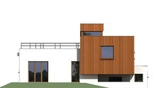 Проект белоснежного коттеджа с деревянным декором жилой площадью 90 кв.м