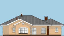 План просторного дома в стиле конструктивизма с крышей сложной формы общей площадью 195 кв. м, жилой 95 кв. м