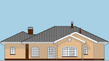 План просторного дома в стиле конструктивизма с крышей сложной формы общей площадью 195 кв. м, жилой 95 кв. м