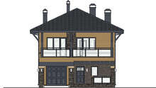 Схема просторного дома площадью 150 кв. м с просторным балконом и встроенным гаражом