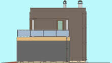 План современного коттеджа в стиле минимализма площадью 173 кв. м с пристроенным гаражом