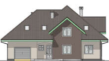 Схема мансардного дома с пристроенным гаражом общей площадью 289 кв. м