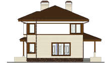 Двухэтажный дом с современным экстерьером в теплом контрасте