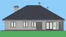 Схема строительства одноэтажного дома с гаражом для 2 машин площадью 201 кв.м.