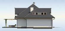 Проект дома с симпатичными окнами и гаражом для двух автомобилей