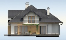 Проект дома с симпатичными окнами и гаражом для двух автомобилей