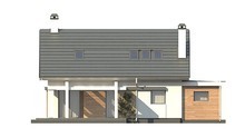Проект практичного дома с мансардой и гаражом с левой стороны