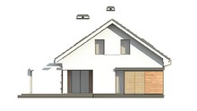 Проект практичного дома с мансардой и гаражом с левой стороны