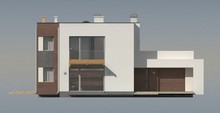 Аккуратный двухэтажный дом с плоской крышей