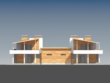 Современный коттедж на две семьи с плоской крышей