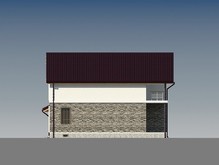 Проект двухэтажного загородного коттеджа с кирпичным фасадом и пристроенным гаражом