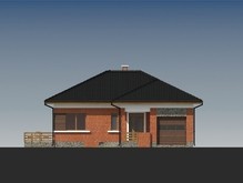 Коттедж с кирпичным фасадом, с сауной и встроенным гаражом