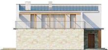 Проект двухэтажного современного коттеджа с просторной террасой над гаражом