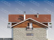 Дом с мансардой с практичной планировкой и оригинальным фасадом