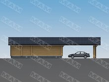 Проект практичного гаража с красивым деревянным фасадом