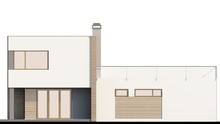 Двухэтажный дом в стиле модерн с террасой над гаражом