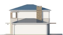 Компактный проект двухэтажного современного коттеджа с тремя спальнями и гаражом