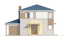 Компактный проект двухэтажного современного коттеджа с тремя спальнями и гаражом