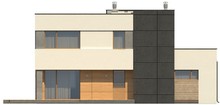 Двухэтажный коттедж с гаражом и террасой в стиле модерна