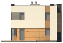 Двухэтажный коттедж с гаражом и террасой в стиле модерна