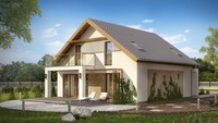 Мансардный проект дома с двухскатной крышей