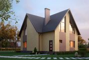 Интересный проект двухэтажного дома под высокой красивой крышей