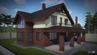Архитектурный проект кирпичного дома с мансардой