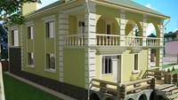 Двухэтажный дом с просторными балконами и террасами