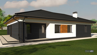 План современного дома с пристроенным гаражом общей площадью 188 кв. м, жилой 82 кв. м