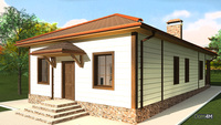 Проект милого дачного домика для сезонного времяпрепровождения общей площадью 91 кв. м, жилой 35 кв. м