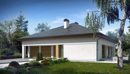 Проект дома с многоскатной крышей и мансардой свободной планировки