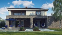 Проект двухэтажного дома с натуральным камнем в фасаде