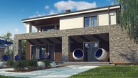 Проект двухэтажного дома с натуральным камнем в фасаде