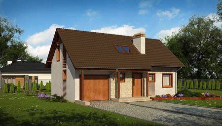 Проект популярного дома для отдыха 4M480 с гаражом пристроенным слева