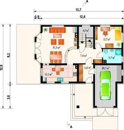 Комфортный дом в два этажа с эркером и встроенным гаражом